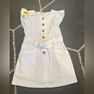 NWT White Button-Down Dress with Belt